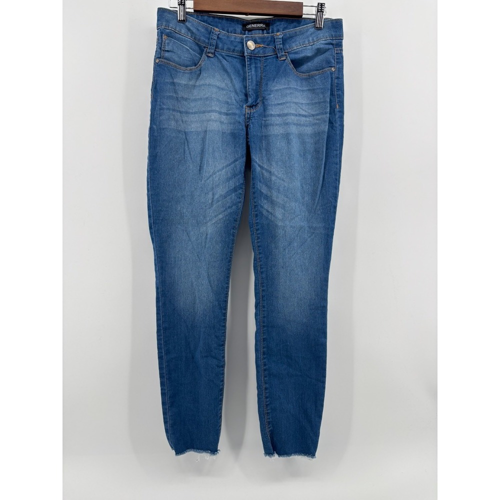 Generra Skinny Jeans Womens 9 Blue Denim Stretch Whiskered BJ2031C5